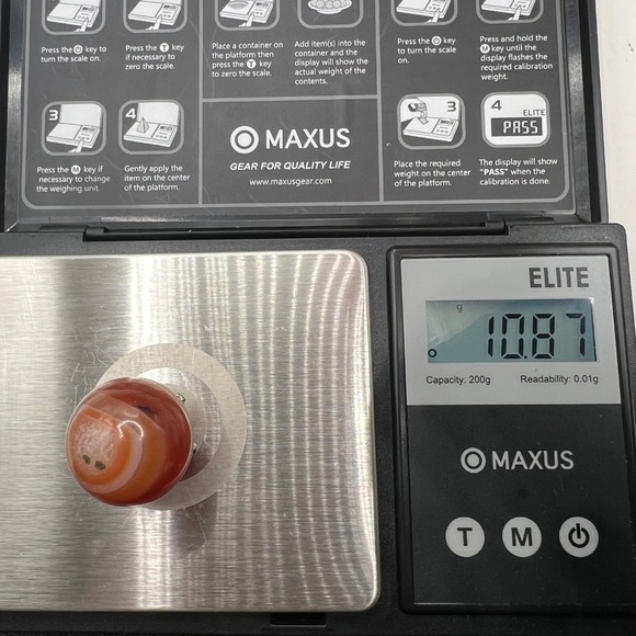 Carnelian Agate Crystal‎ Marble Sphere (#23) - Picture 9 of 9